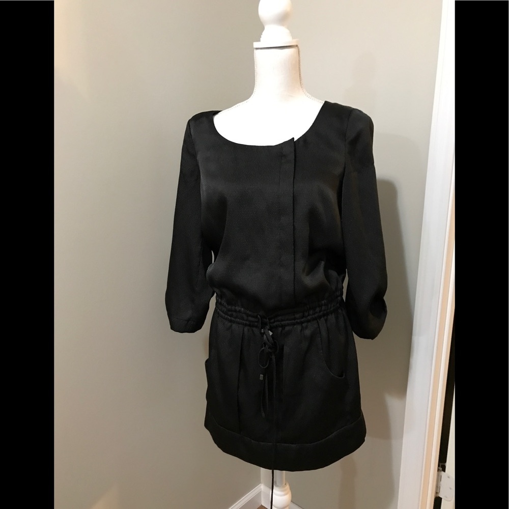 BCBGeneration Black Drawstring Waist Dress Small